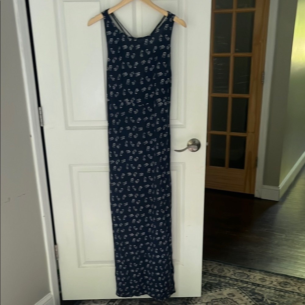 CDC Vintage Navy Floral sleeveless Maxi Dress size 12.
